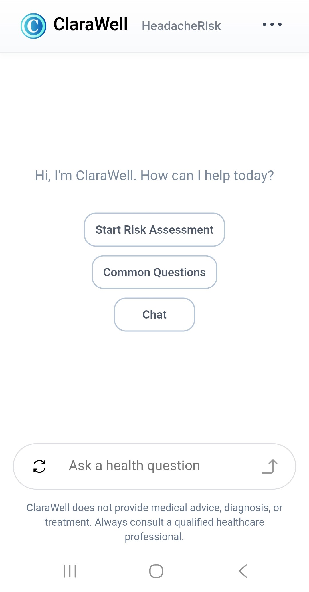 Mobile view of the original HeadacheRisk public experience.